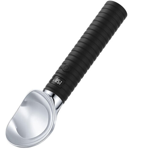 Quick Heating Electric Ice Cream Scoop with LED Display, USB Rechargeable, Waterproof Black