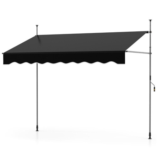 Infällbar markis, No-Drill, Justerbar höjd, 250cm, Svart