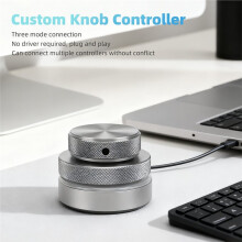 Bouton de Contrôle Du Volume, 2,4 GHz, USB-C, Contrôleur Multimédia Filaire avec Éclairage RGB