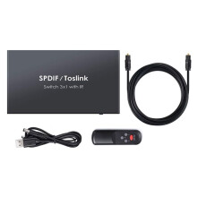 Fiber Switcher Spdif Toslink Optical Digital Audio Splitter 3 in 1 Out with IR Remote Control Optical Cable