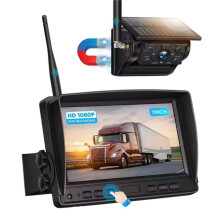 Kabellose, Solarbetriebene Rückfahrkamera mit 1080P AHD 7-Zoll-Rückfahrkamera und DVR-Aufzeichnungsmonitor für Pkw/Lkw/Anhänger