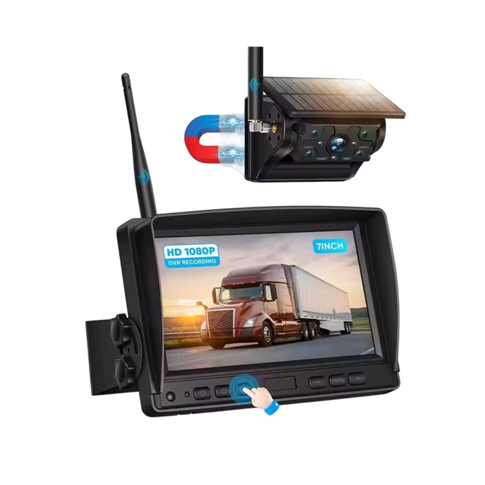 Wireless Solar Powered Reverse Backup Camera With 1080P Ahd 7" Rear View Dvr Recording Monitor For Car/Truck/Trailer 6031501858528