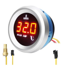 52mm Digital Water Temperature Gauge for Cars with LED Display 9-36V Sensor and Alarming