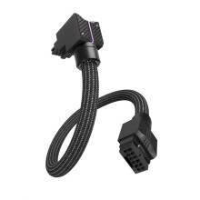 Przewód Przedłużający ARGB 12VHPWR 16-Pinowy do Kart Graficznych Serii RTX40/50, Przewód Przedłużający PCIe 5.1 PSU 90, Czarny Odwrócony