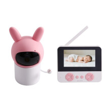 Babyphone 5 Zoll 2,4G-Verbindung Babykamera mit Geplanten Fütterungsalarmen, Temperaturüberwachung, Nachtsicht EU-Stecker