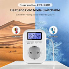 Plug Thermostat Temperature Controller with LCD Display Heating/ Cooling Mode C/ Switchable Plug & UK Plug
