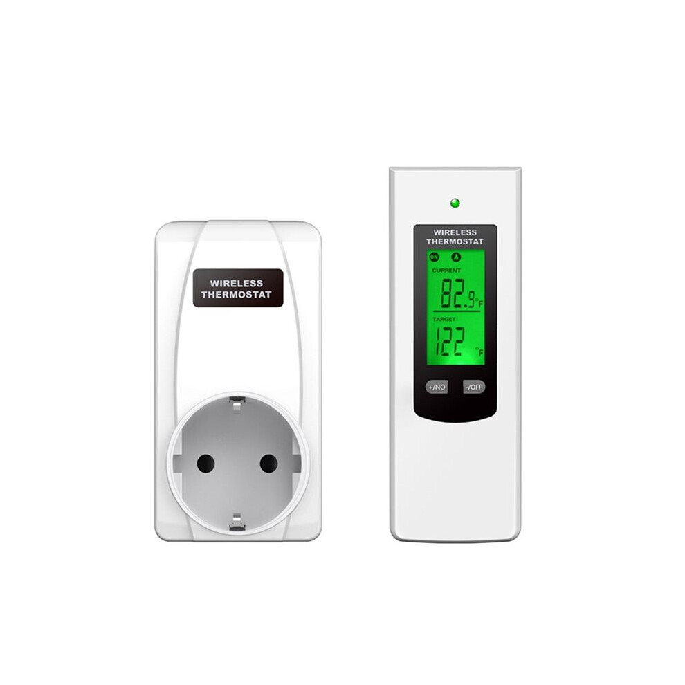 Plug Thermostat Temperature Controller+Rf433mhz Remote With Lcd Display Heating/ Cooling Mode Switchable Eu Plug White 4711106296292
