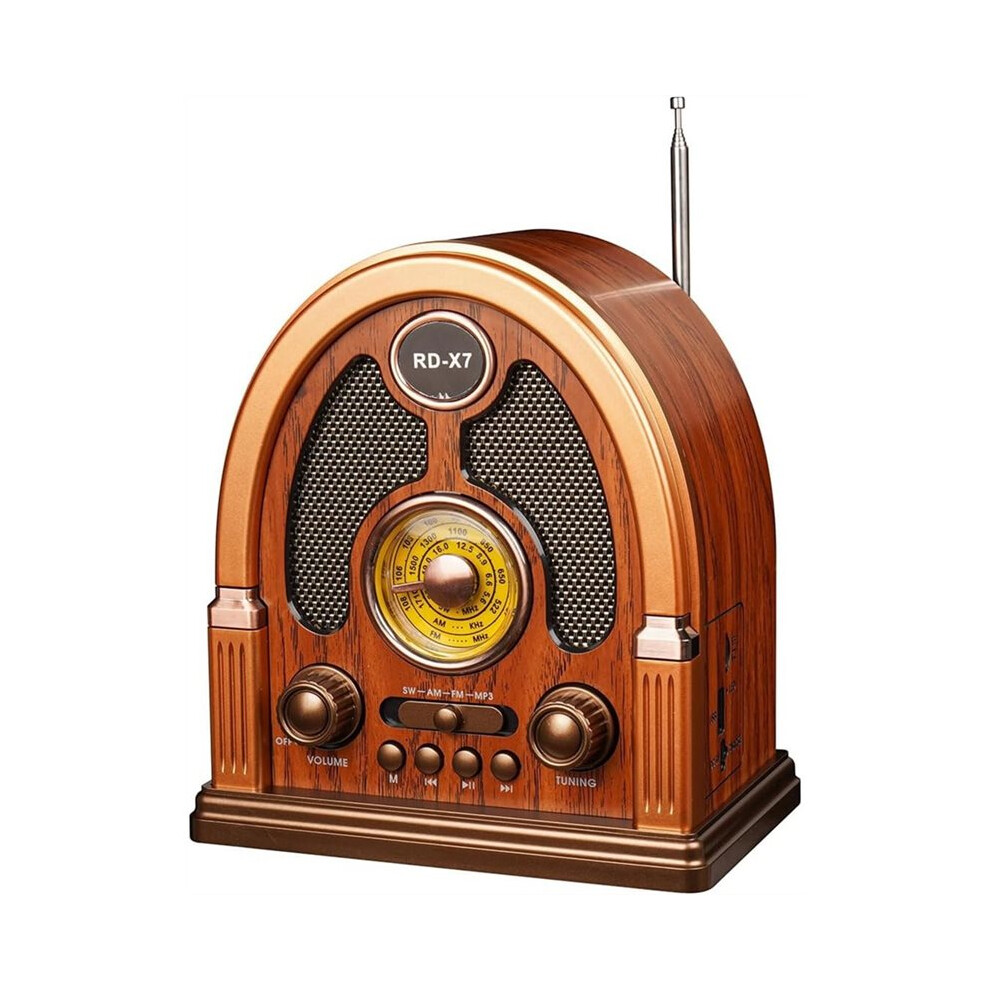 Vintage Portable Am/Fm/Sw Radio With & Tws-Stereo, Usb/Tf Playback Rechargeable Radio For Home,Kitchen 4712291723303