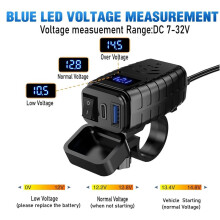 Cargador de Teléfono para Motocicleta, USB Tipo C PD y Cargador USB para Motocicleta Quick Charge 3.0 con Voltímetro e Interruptor de