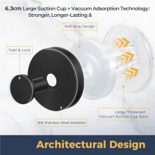 Large Suction Cup Hooks Reusable Shower Hooks No-Drill Removable Towel Hooks for Bathroom