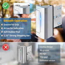 Home Security Door Reinforcement Lock Safety Latches Extra Front Doors Security Devices,Child Proof Aluminum Lock Silver