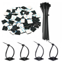 Zip Tie Adhesive Mounts Self Adhesive Cable Base Holders with Multi-Purpose Tie Wire Clips with Cable Tie, Wire Holder