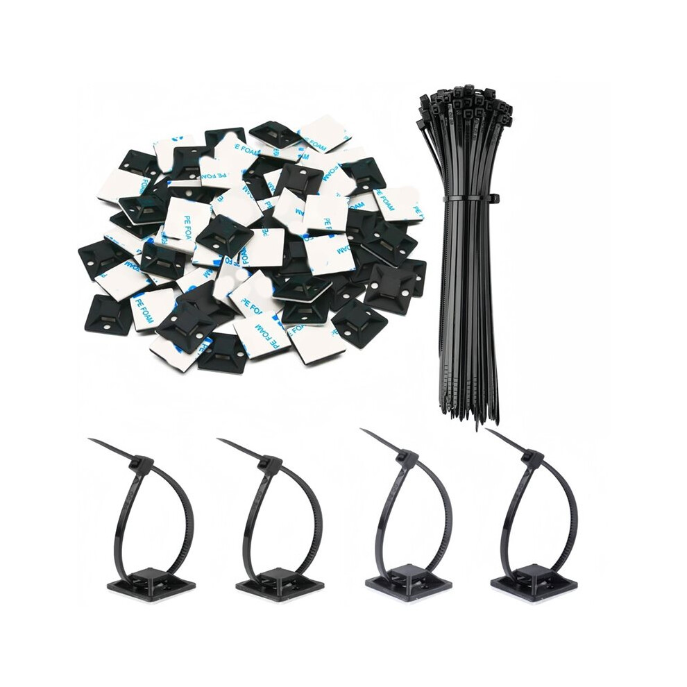Zip Tie Adhesive Mounts Self Adhesive Cable Base Holders With Multi-Purpose Tie Wire Clips With Cable Tie, Wire Holder 4714003200195