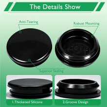 10 PCS Silicone Rubber Plugs for Round Holes -1-1/8"(28mm) Black Snap in Locking Hole Plugs, A