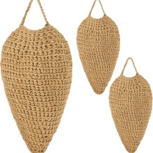 3Pack Large Crochet Wasp Nest Decoys Outdoor Hanging Deterrents for Patio, Trees, Eaves, and Garden