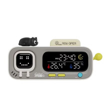 Desktop Temperature and Humidity Clock Electric Digital Home Temperature and Humidity Meter Fun Reminder