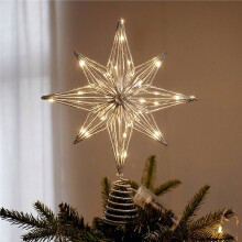25 Centimeters Christmas Tree Toppers Star with LED String Lights Ornaments for Christmas Home Party Decoration