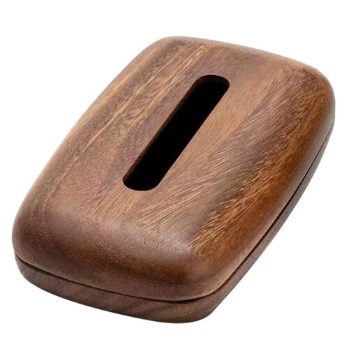 Walnut Wood Tissue Box Cover Holder, Modern Rectangular Design with Removable Lid, Minimalist Home Decor