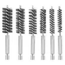 1set 304 Stainless Steel Bore Brush Cleaning Twisted Wire Brush with Handle 1/4" Hex Shank for Tubes Bearings