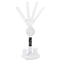 Led Desk Lamp with Fan Study Light with Clock 5 Lighting Modes,3 Brightness Levels with Pen Holder