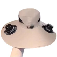 Wide Brim Solar Fan Hat Sun Protection with Dual Power (Solar USB) Adjustable Outdoor Beach Hike Fishing Hat Khaki