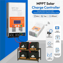 Régulateur de Charge Solaire MPPT V124 80A Amélioré, 12 V/24 V/48 V Automatique, pour Batteries au Lithium LiFePO4