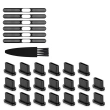 Phone USB C Dust Plug Set - 20 Port Covers & 6 Speaker Bumper Stickers with Accessories