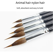 5Pcs Watercolor Brushes Professional, Extended Point Brushes Synthetic Extra Long Pinhead Brush for Fine Detailing