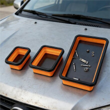 Foldable Magnetic Parts Tray Set of 3 Sizes Foldable Silicone Tool Tray Storage Organizer Double-Sided Magnetic Bowl