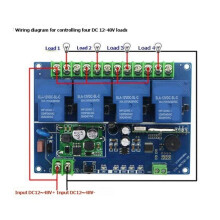 DC12V-48V 4CH Wireless Remote Control 30A Garage Doors Transmitter LED Light Relay+RF433Mhz Remote