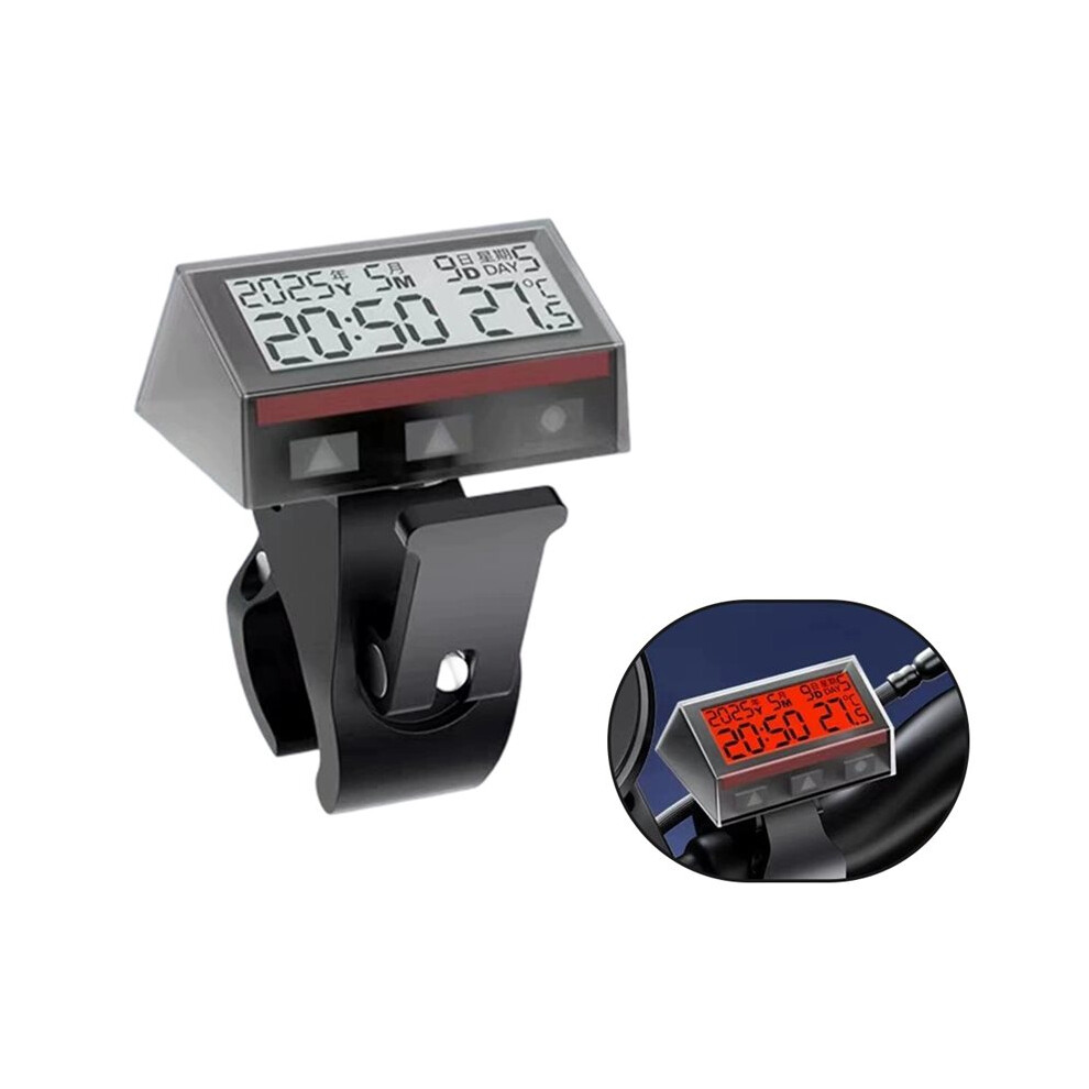 Motorcycle Ebike Solar Power Clock With Date Week Temperature Lcd Backlit Display Waterproof Thermometer With Stand A 4712745938048