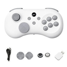 Y04 Kabelloser Gamecontroller mit Empfänger für /PC/ für PS4 - Hall-Effekt-Joystick, 6-Tasten-Layout, Arcade-Gamepad, Weiß