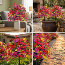 Künstliche Petunien mit Erdspieß Künstliche Topiary-Ballblumen UV-Beständige Kunstblumen für Garten- & Wohnkultur
