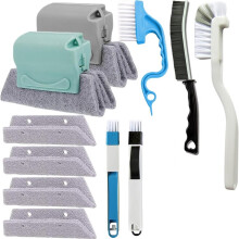 Kit de 11 Outils de Nettoyage pour Rails de FenĂŞtres et de Portes, Brosses de Nettoyage en Profondeur pour Rainures et Joints
