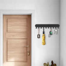 2-Pack Key Holder for Wall with 10 Hooks, Self Adhesive Key Rack, No Drill Installation for Home Use (Black)