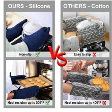 1set/6pcs Non-Slip Silicone Oven Gloves Microwave Oven-Safe Gloves Oven Mitts and Pot Holders 6pcs Set Oven Mitts