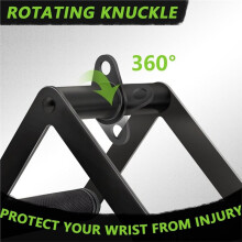 Double D Row Handle Cable Attachment for Weight Workout, Steel with Non-Slip Rubber Grip