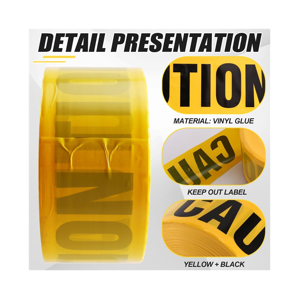 Premium Yellow Caution Tape Width 7.5Cm X 300, Bright Yellow W/Bold Black Text, For Maximum Readability, Strongest Tape 6033988370470