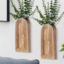 2 Pack Wooden Wall Vase Set Boho Wall Decor for Entryway, Hallway, Bathroom, Living Room, Dining Room, Narrow Spaces