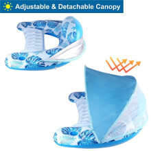 Inflatable Pool Floats with Canopy for Adults, Cup Holders, Summer Beach Party