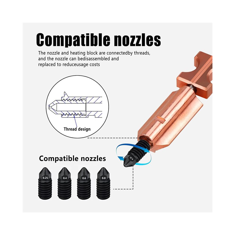 For Flashforge Ad5x Nozzle Upgraded Removable Hardened Steel Nozzles 0.25/0.4/0.6/0.8Mm 3D Printer Replacement Parts 6033327684787