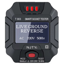 NJTY T003 Socket Tester with LCD Display Instantly Detect Wiring Faults, Voltage & Frequency RCD Safety Test EU