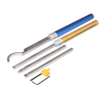 6-in-1 Woodturning Tool Set with Carbide Inserts and Swan Neck Aluminum Handle for Woodworking Lathe