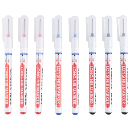 8 Multi-Purpose Deep Hole  Pens Long Nosed  Deep Drill Hole Long Nib Scriber Carpentry Colorful  Pen