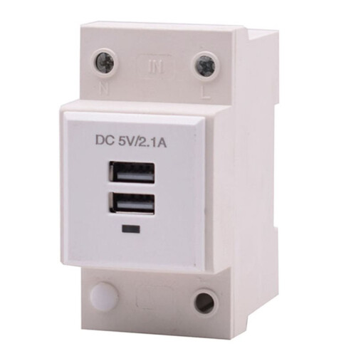 USB DIN Rail Modular Socket DC5V 2.1A Output Fiber Optic Distribution Box Socket Power Adapter