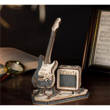 3D Puzzle Wooden Crafts Kits DIY Model Guitar Kit to Build Brain Teaser Puzzle Toy Innovative Gift for Teens & Adults