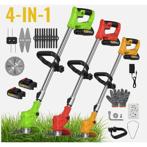 4-in-1 Cordless Grass Trimmer Set Green 1