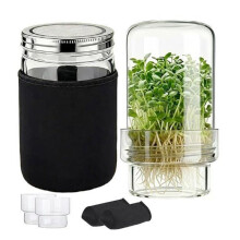 2pcs Complete Seed Sprouting Kit with Wide Mouth Mason Jars, Stainless Steel Lids & Drip Covers for Home Gardening