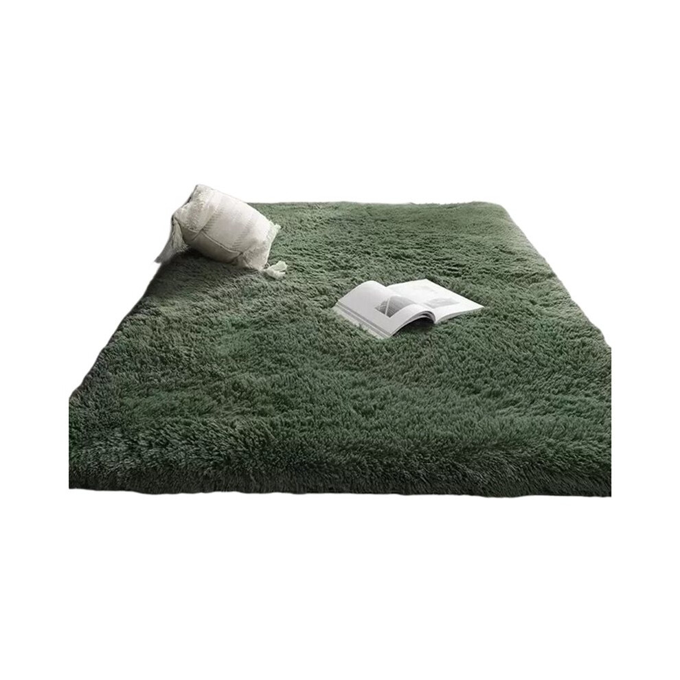 Saudism Tie-Dyed Plush Wool Carpet Plush Living Room Bedroom Bed Blanket Coffee Table Mat Home Decorative Carpet Green