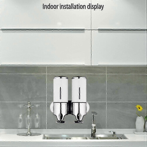 (White) Dispenser di sapone manuale a doppia testa M-8009 2